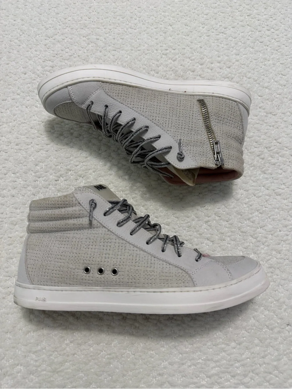 P448 Skate Flax Laser Cut Leather High-Top Zip Sneakers Women’s Size EU40